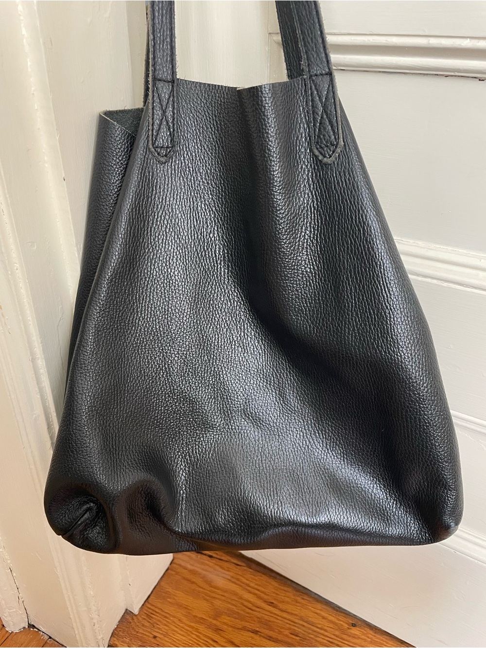 GUC Cuyana Black Pebbled Leather Tote